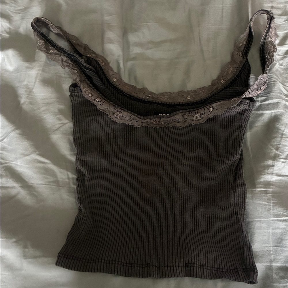BDG Charcoal Lace Detail Top